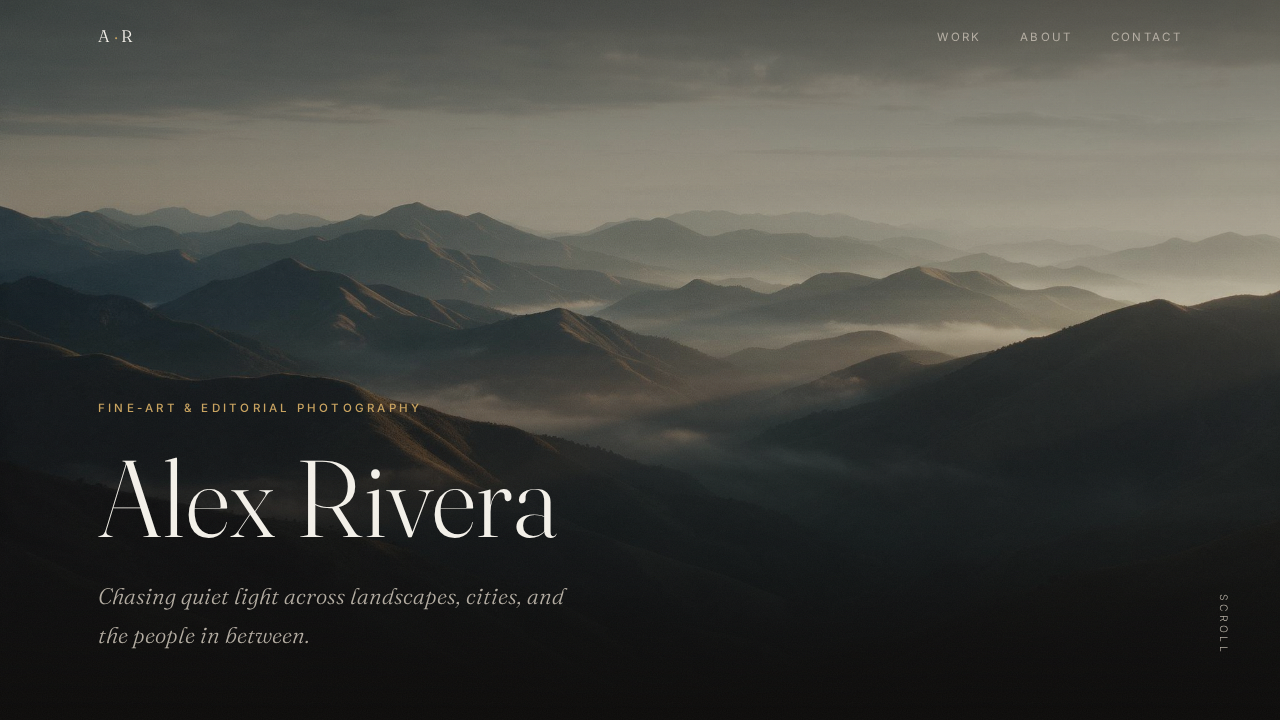 Photography portfolio — site hero